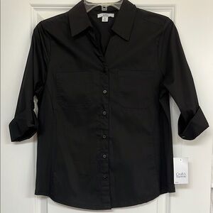 Croft & Barrow button down Black Shirt with stretch sides for comfort